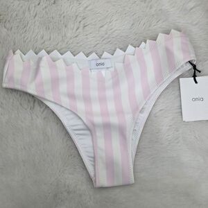 NEW Onia Astrid Pink and White Striped Bikini Swim Bottom Small